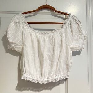 American Eagle Outfitters White Puff Sleeve Crop Blouse